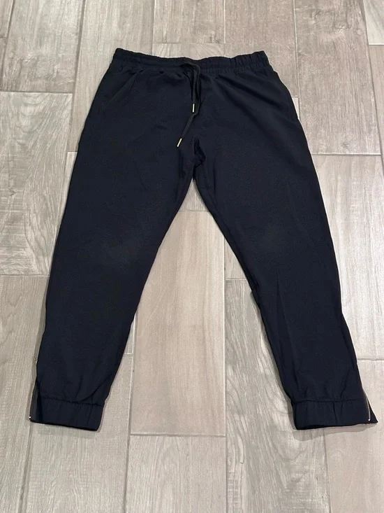 Zyia Women’s Black Drawstring Joggers Size Large Rose Gold Zipper detail at hem - Picture 1 of 6